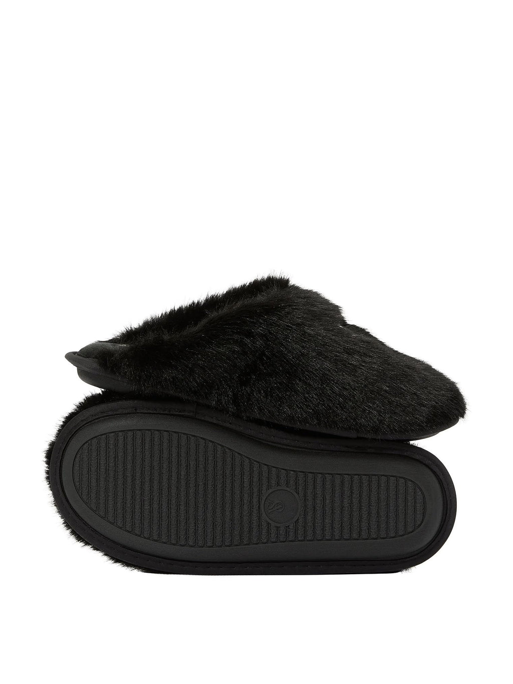 Victoria's Secret Luxe Plush Faux Fur Closed Toe Slippers Black Soft Cozy House Shoes New (Black, M, US Footwear Size System, Adult, Women, Alpha, Medium, Small)