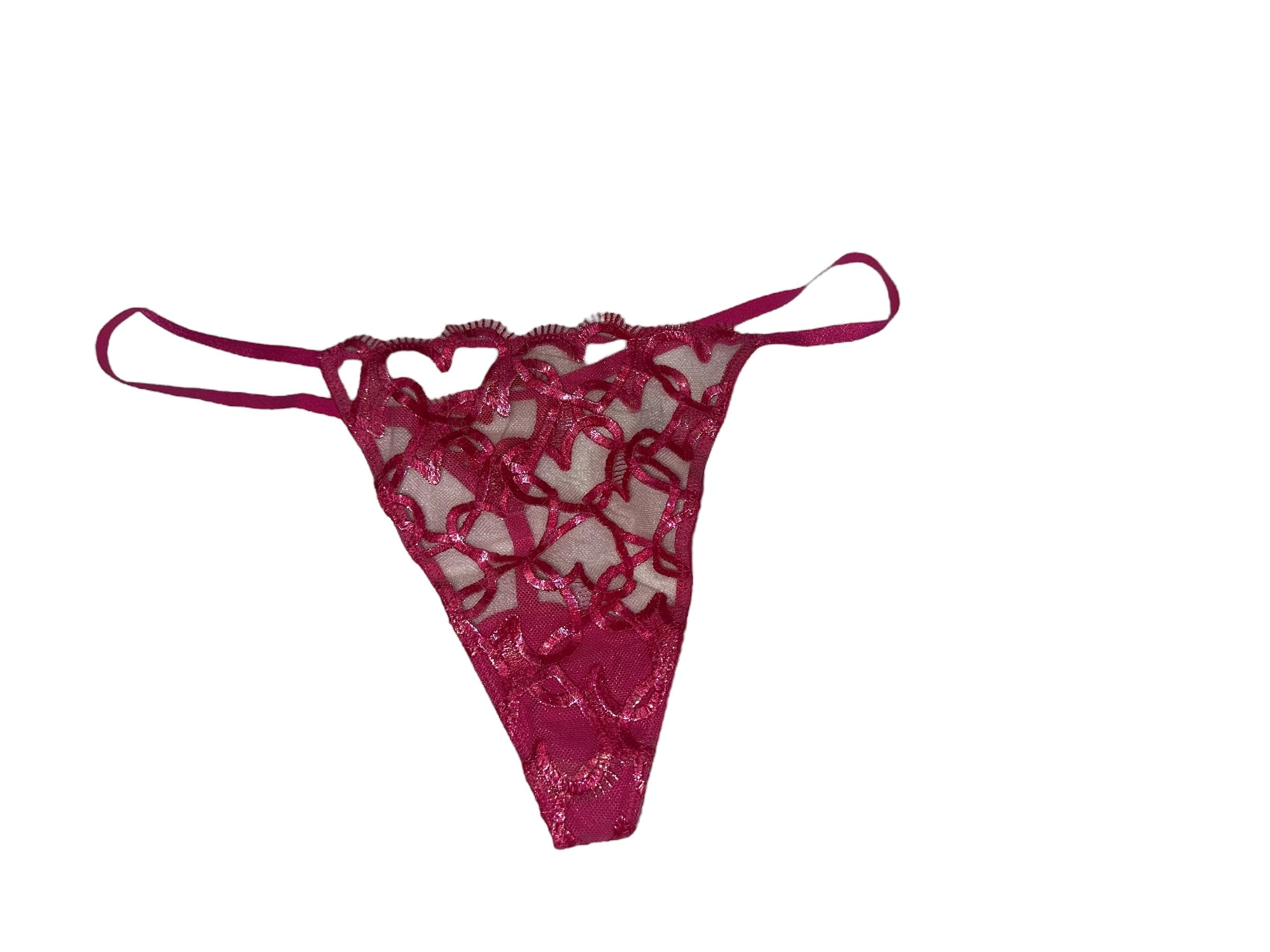 Victoria's Secret Dream Angels Heart Embroidery V-String Panty Pink New