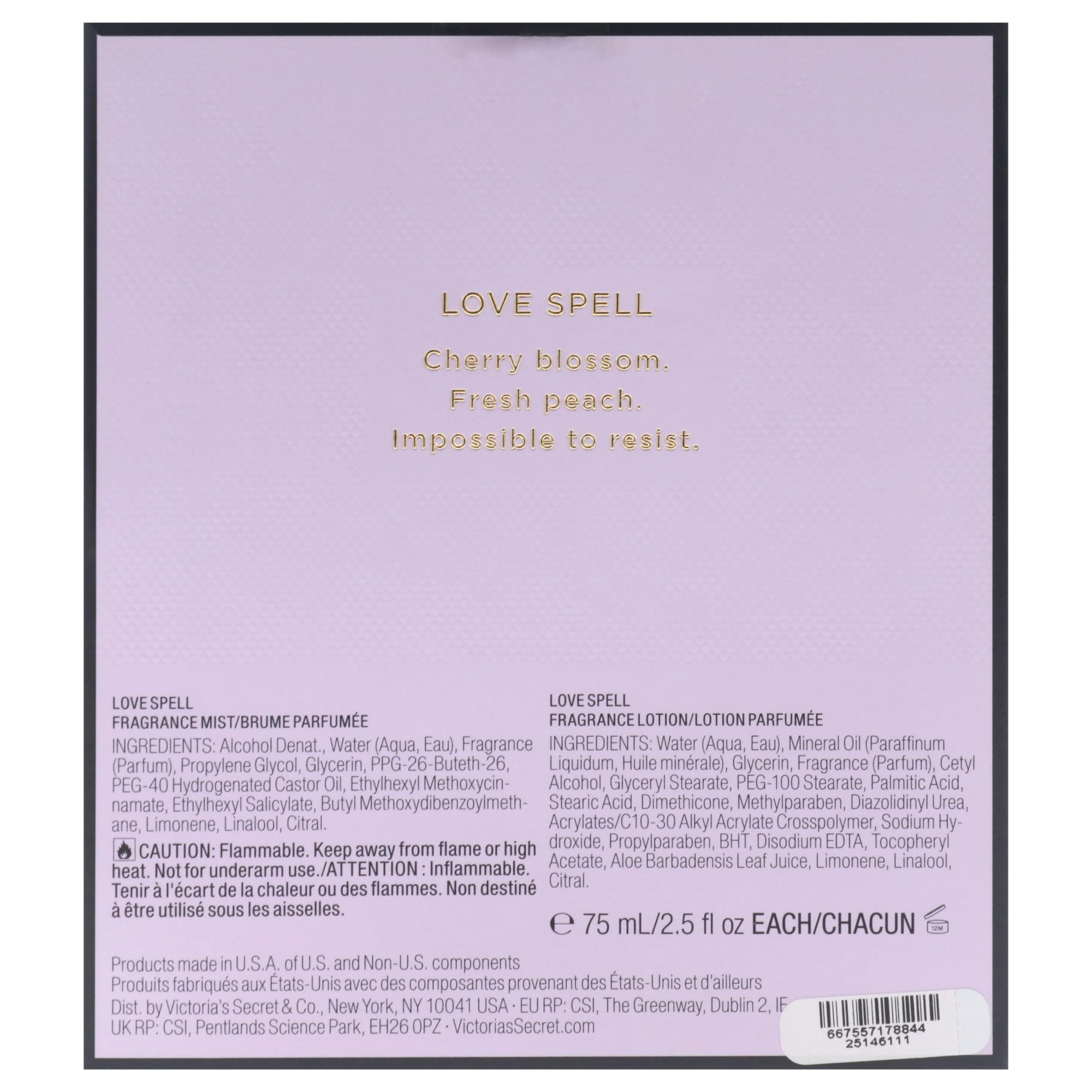 Love Spell Set by Victorias Secret for Women - 2 Pc Mini Gift Set 2.5oz Fragrance Mist, 2.5oz Fragrance Lotion