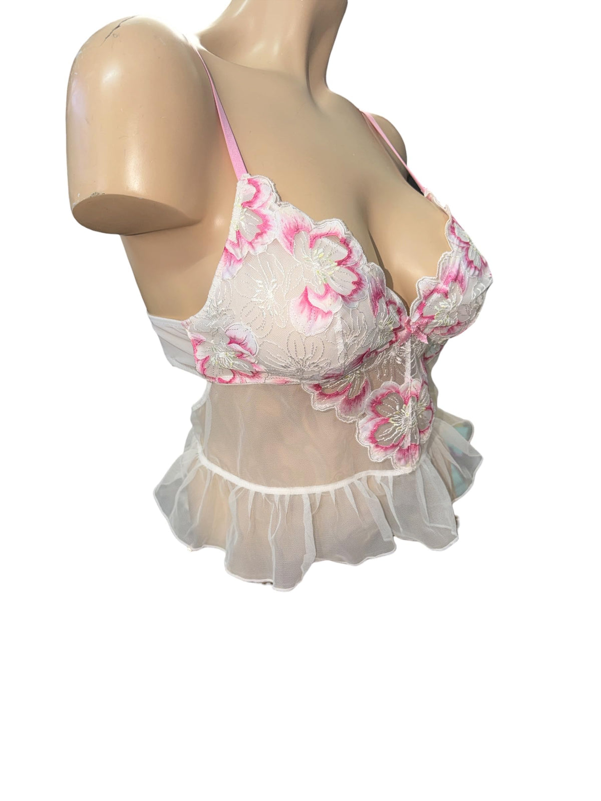 Victoria's Secret Dream Angels Peony Embroidery Bra Top White New (US, Alpha, Small, Regular, Regular, White/Floral)