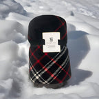 Victoria's Secret Plaid Sherpa Fleece Throw Blanket Black Red Logo New