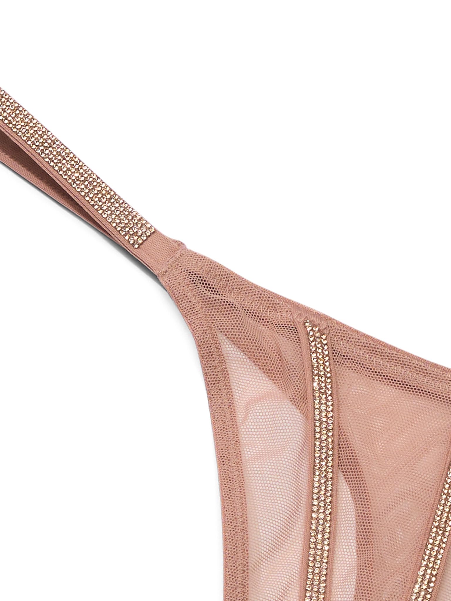Victoria's Secret Fashion Show '24 Women's Sheer Shine Thong Panty, Almond Beige, Small
