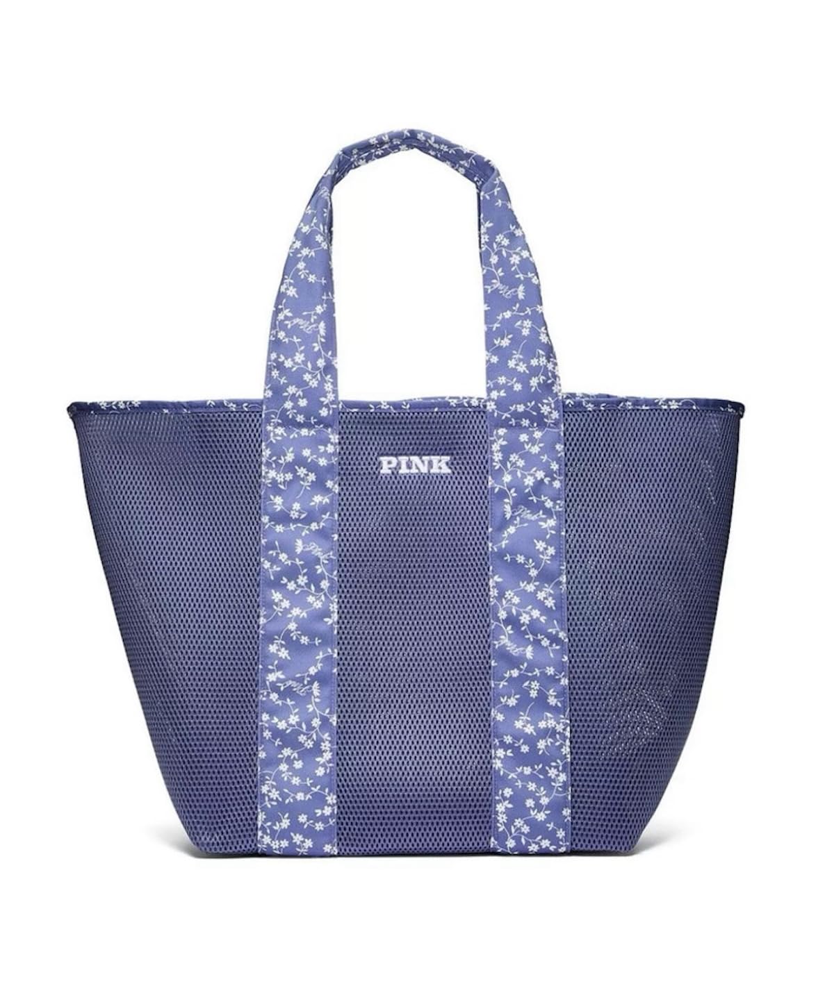 Victoria's Secret Blue Mesh Zipper Tote Pool Beach Bag Color Blue Floral Large New