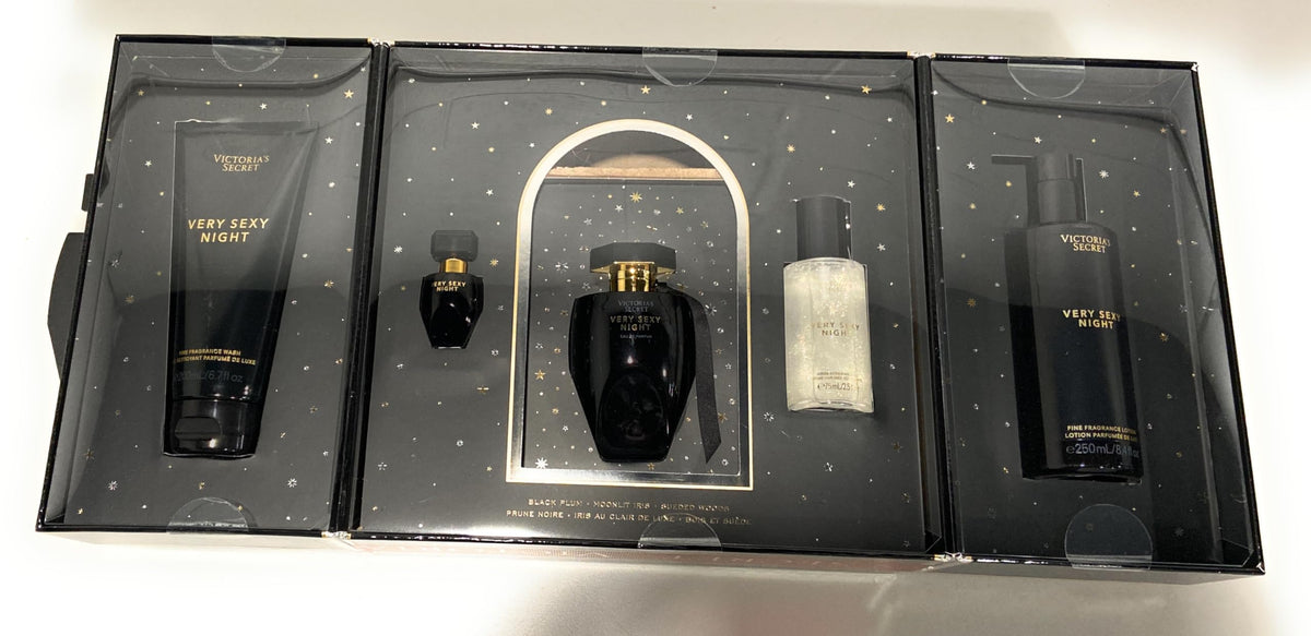 Victoria's Secret Very Sexy Night Eau De Parfum 5 Piece Gift Set 3.4 oz, Eau de Parfum, 2.5 oz Shimmer Fragrance Mist, Fine Fragrance Lotion, Fine Fragrance Wash, & .25 oz Mini EDP