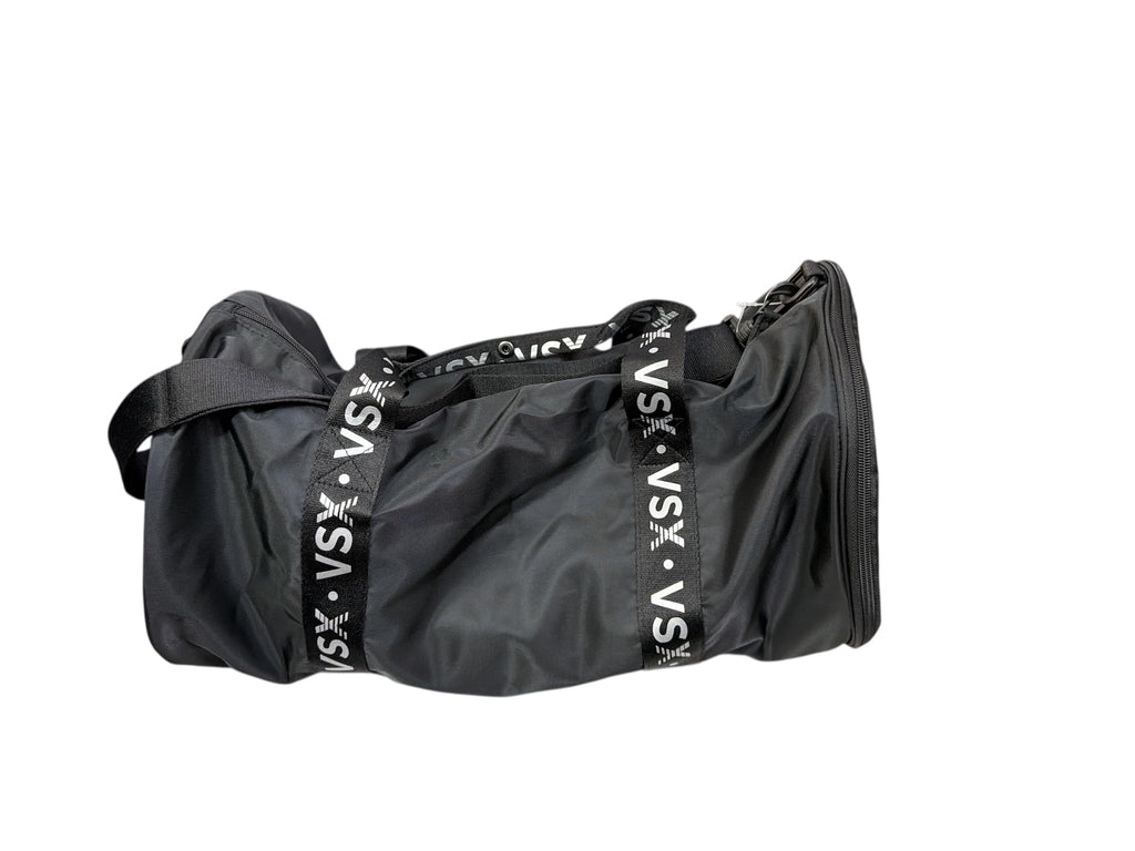 Victoria's Secret VSX Black Duffle Bag – Logo Straps, Zip Pockets, Gym Travel Sports Overnight Bag New