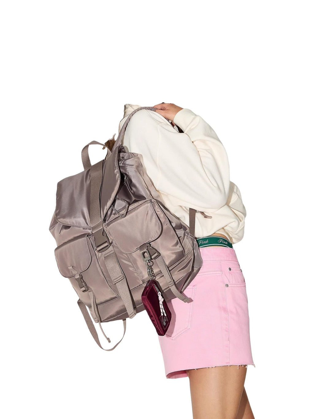 Victoria's Secret Pink Nylon Cargo Backpack Color Iced Coffee New