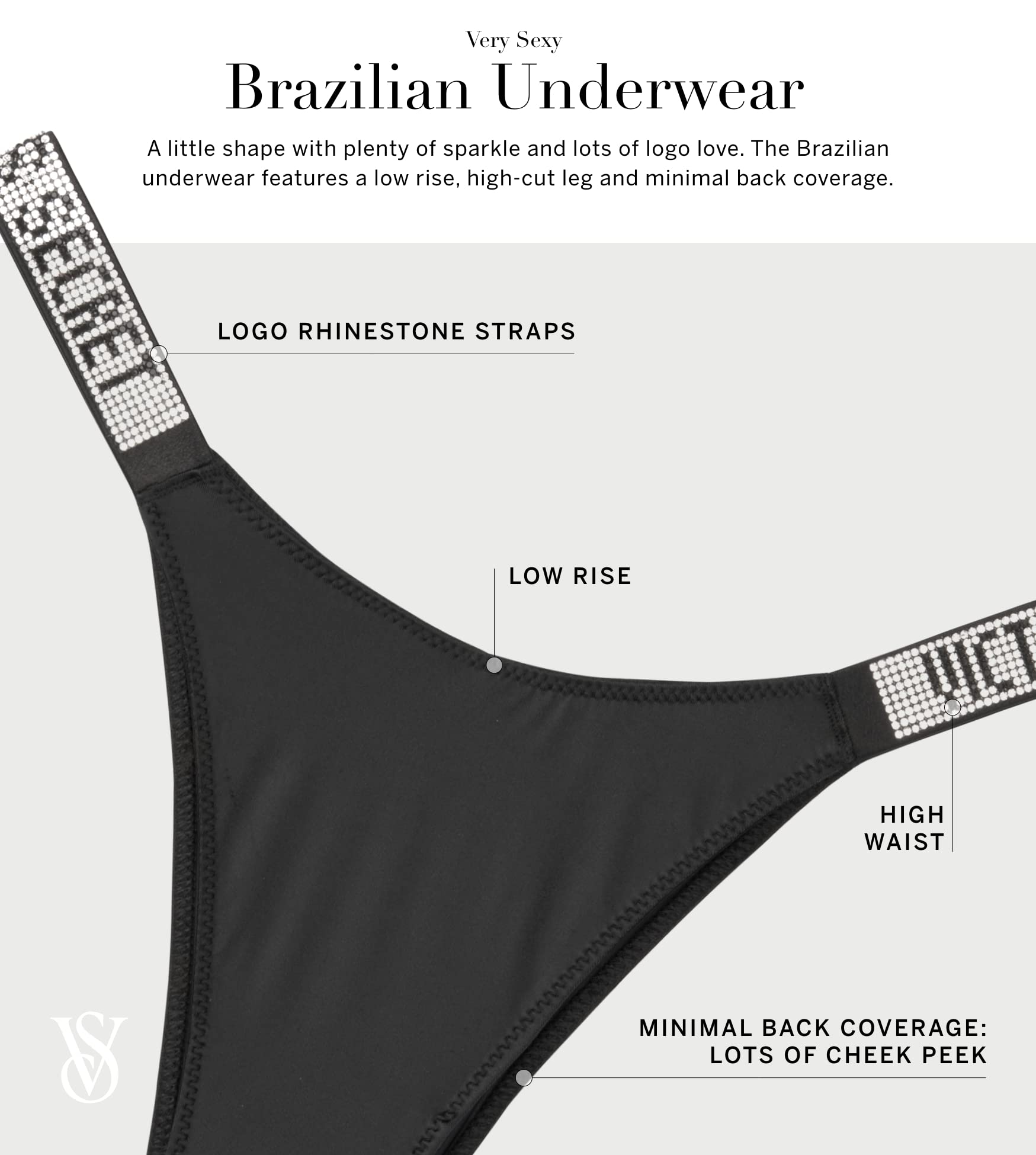 Victoria's Secret Smooth Brazilian Panty, Underwear for Women, Very Sexy Collection, Black (XL)