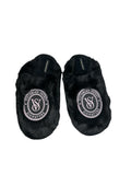 Victoria's Secret Luxe Plush Faux Fur Slippers Black Closed Toe New
