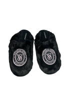 Victoria's Secret Luxe Plush Faux Fur Slippers Black Closed Toe New
