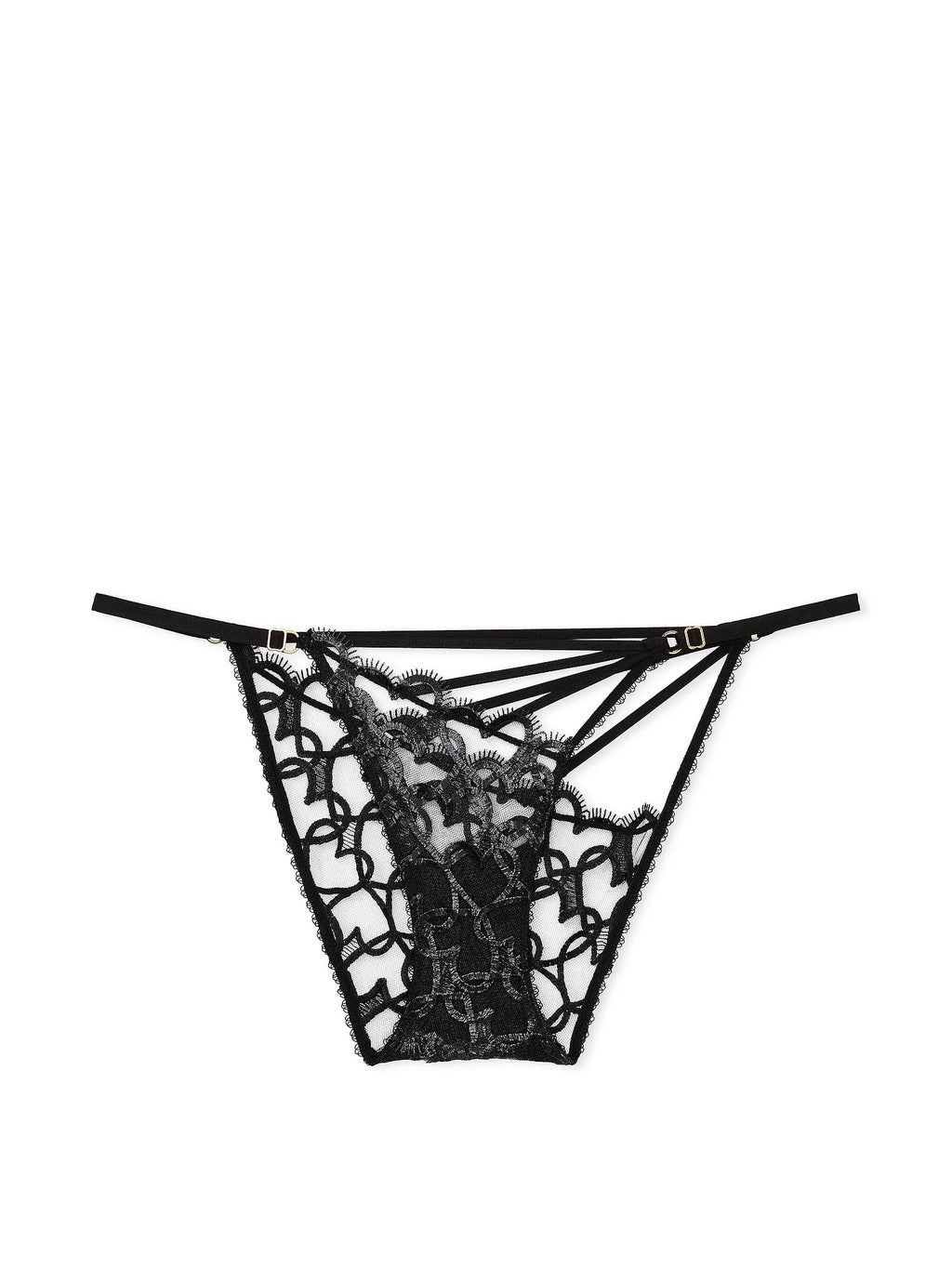 Victoria's Secret Very Sexy Shimmer Heart String Bikini Panty Black New