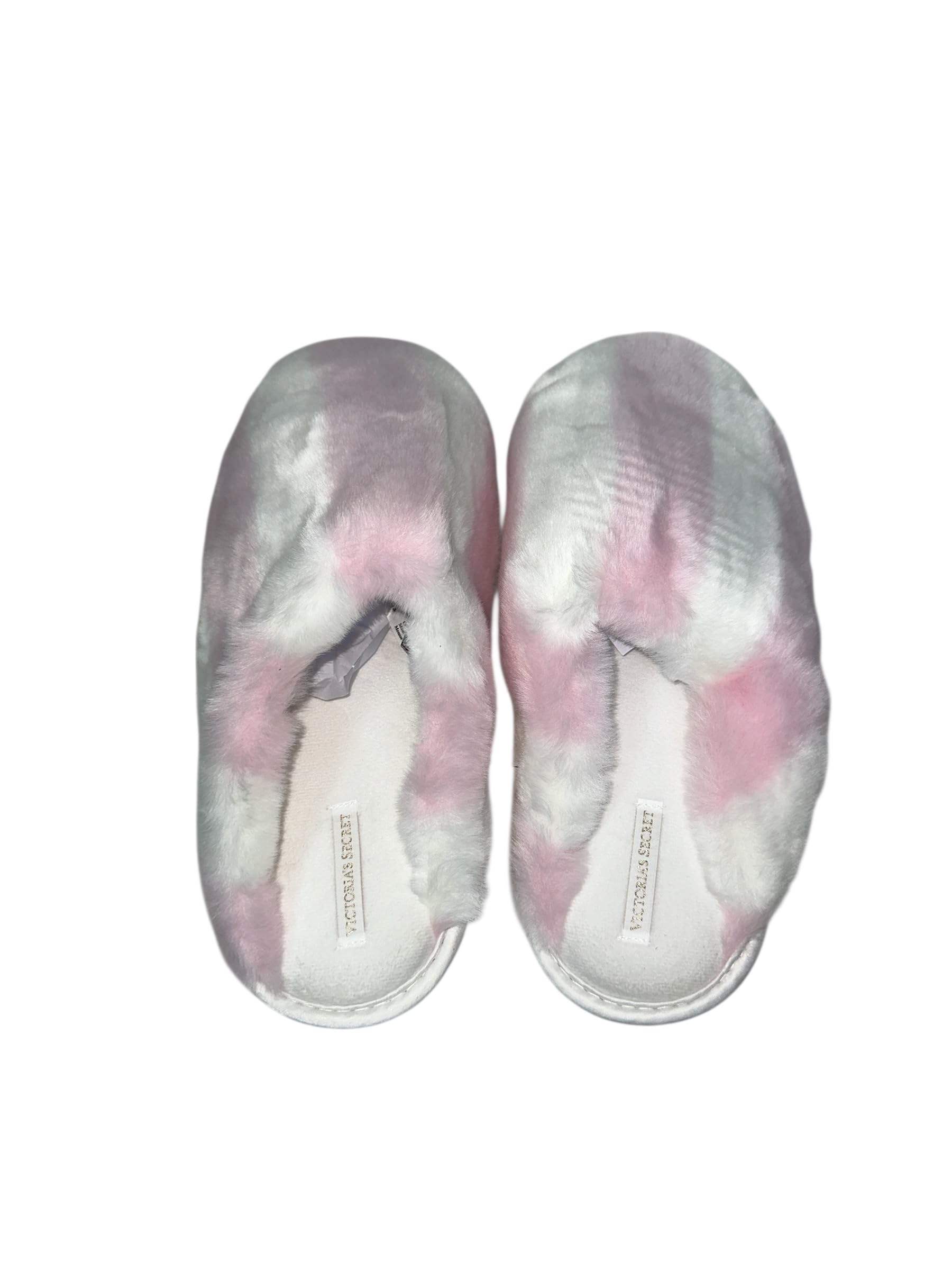 Victoria's Secret Luxe Plush Faux Fur Closed Toe Slippers White Pink New