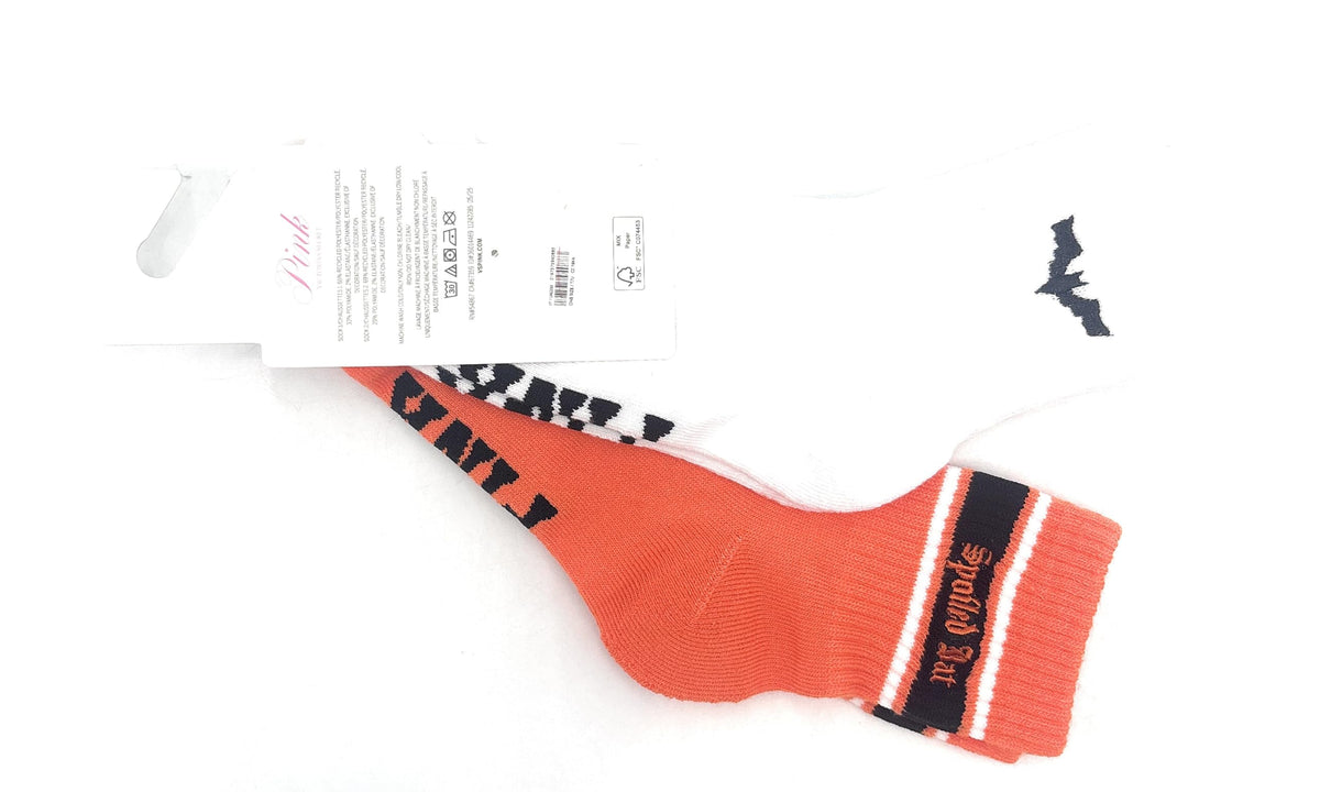 Victoria's Secret PINK 2-Pack Quarter Socks (Orange/White)