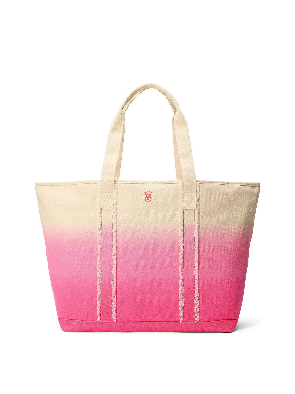 Victoria's Secret Canvas Ombré Beach Zipper Tote Bag Zipper New