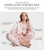 Victoria's Secret Satin Long Pajama Set, Silk Pajamas, PJ Set for Women, 2 Piece Lounge Set Silk PJs, Women's Sleepwear, Pink (XS)