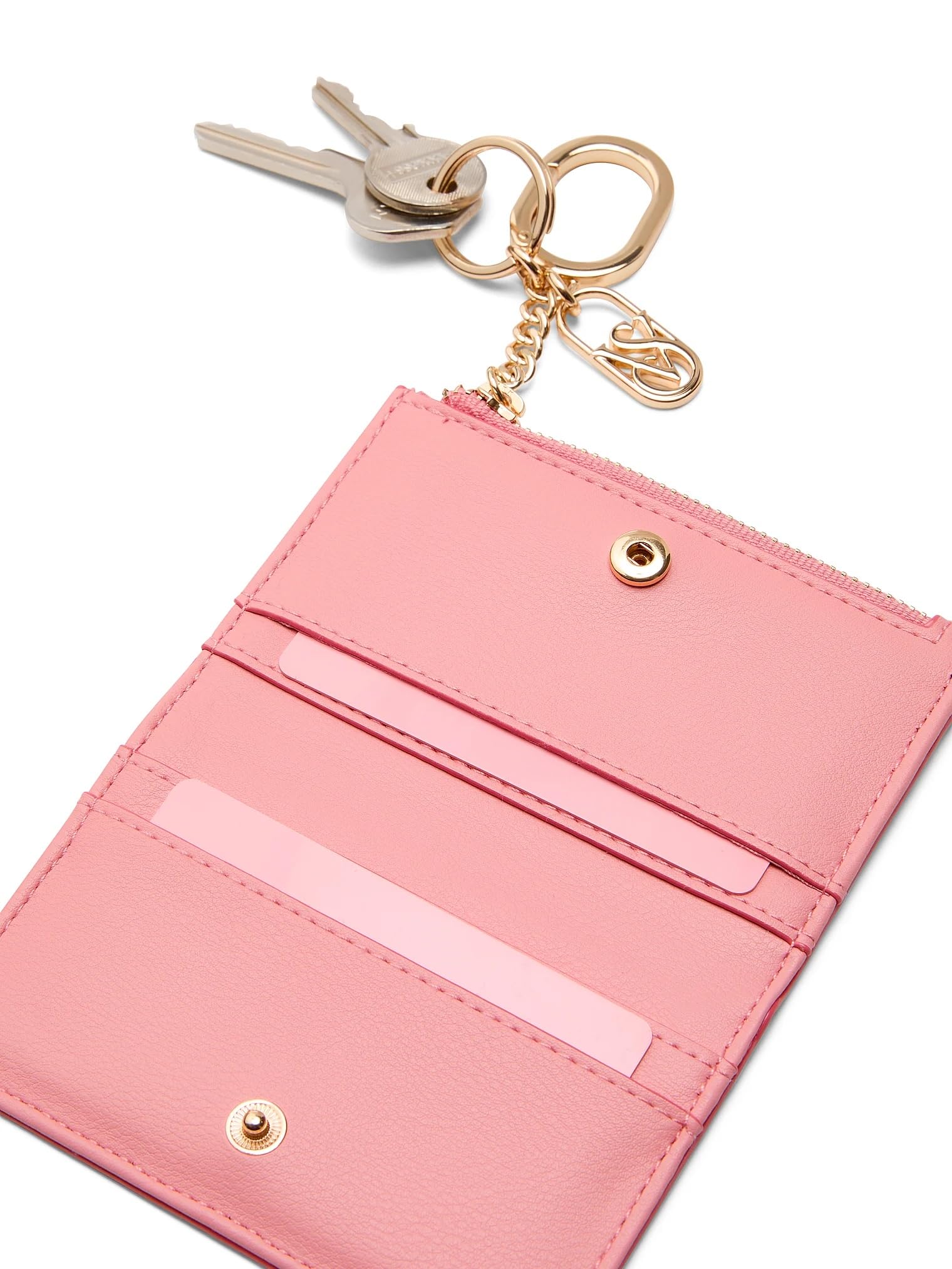 Victoria's Secret Foldover Card Wallet Keychain Pink ID Holder New