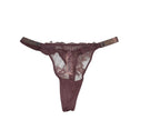 Victoria's Secret Lace Thong Rhinestone Shine Strap Mauve Purple M New
