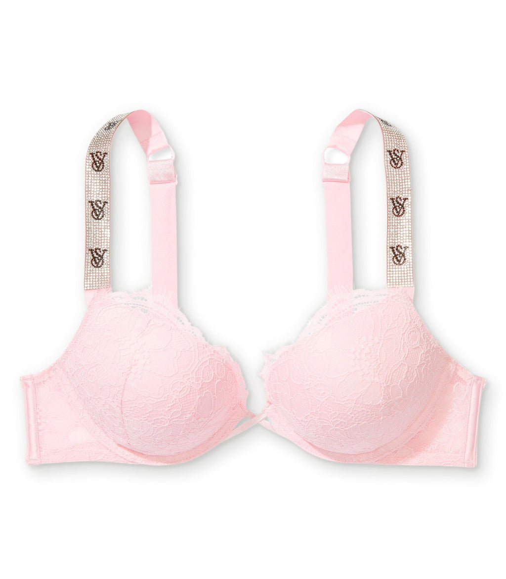 Victoria's Secret Very Sexy Bombshell Push Up Bra, Adds 2 Cups, Shine Strap, Bras for Women, Pretty Blossom, 32B