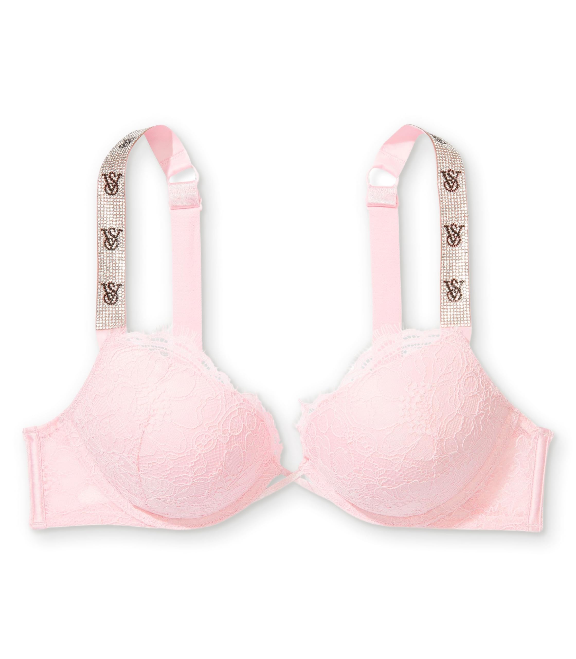 Victoria's Secret Very Sexy Bombshell Push Up Bra, Adds 2 Cups, Shine Strap, Bras for Women, Pretty Blossom, 32B