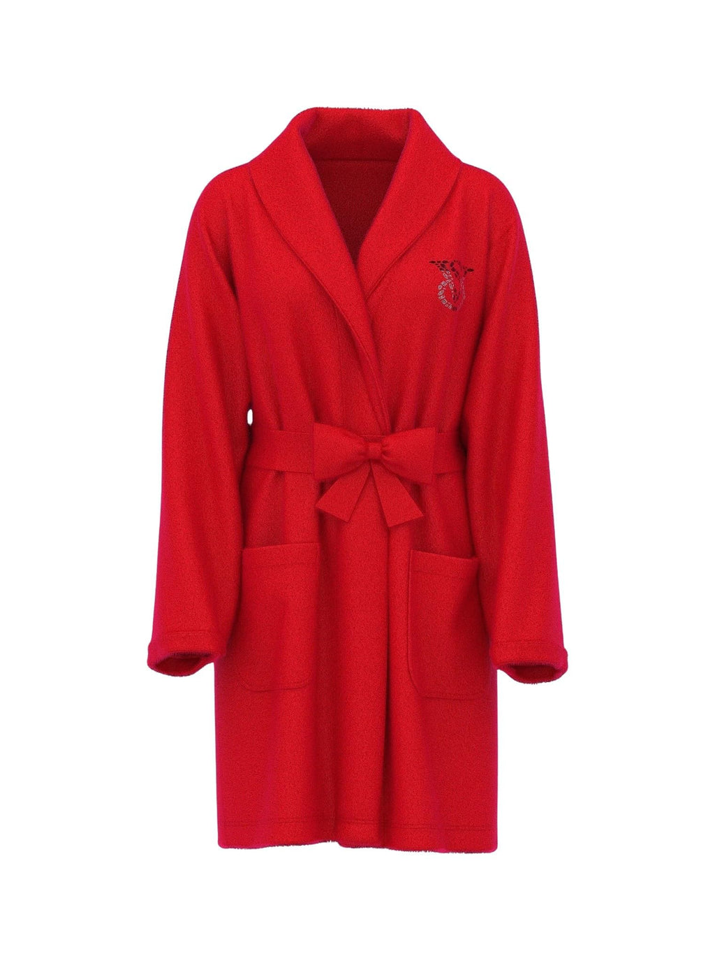 Victoria's Secret Signature Short Cozy Plush Robe Red Belted Wrap with Rhinestone VS Logo New