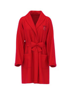 Victoria's Secret Signature Short Cozy Plush Robe Red Belted Wrap with Rhinestone VS Logo New