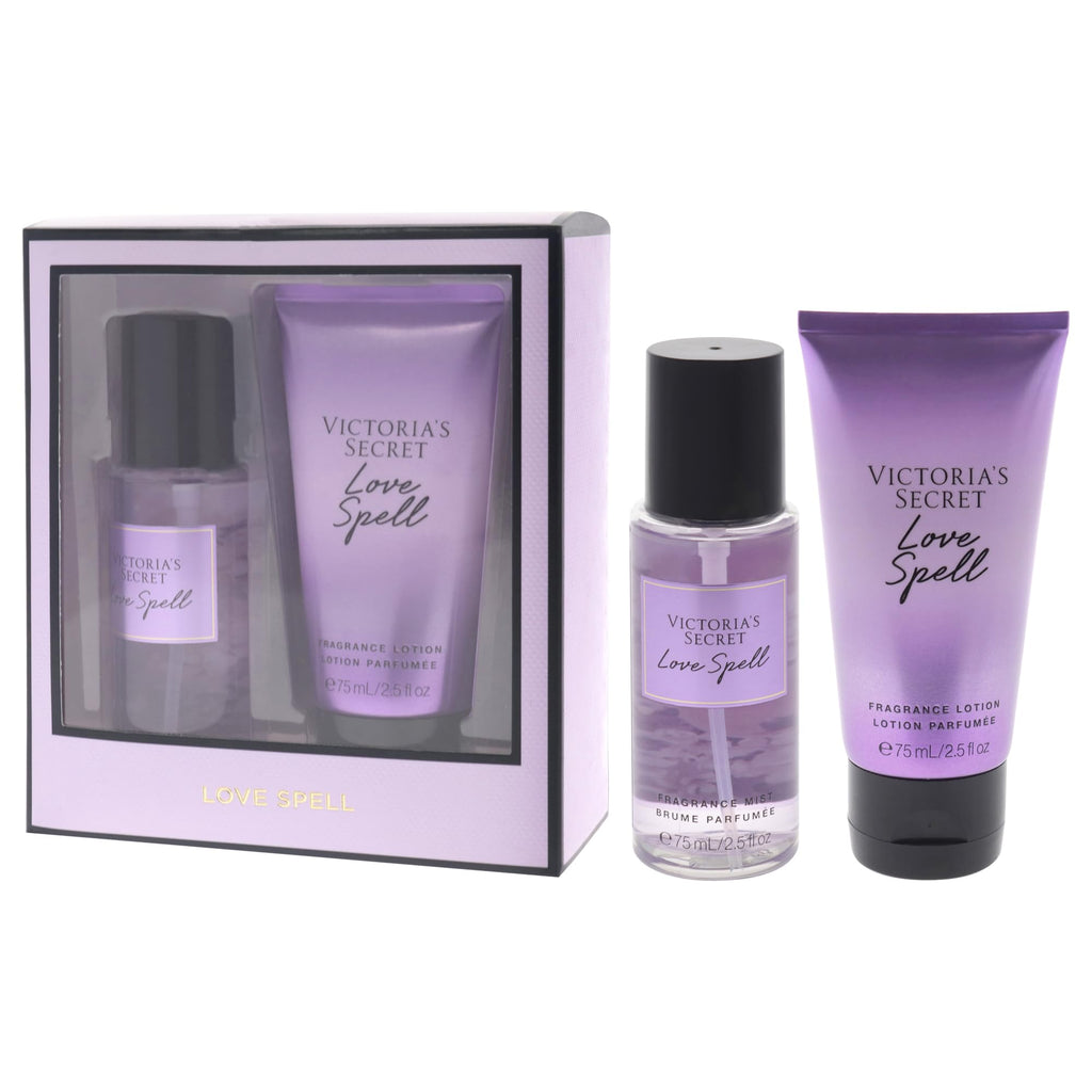 Love Spell Set by Victorias Secret for Women - 2 Pc Mini Gift Set 2.5oz Fragrance Mist, 2.5oz Fragrance Lotion