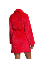 Victoria's Secret Signature Short Cozy Plush Robe Red Belted Wrap with Rhinestone VS Logo New