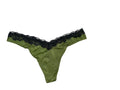 Victoria's Secret Lace Trim High Leg Thong Panty Green Black Women New
