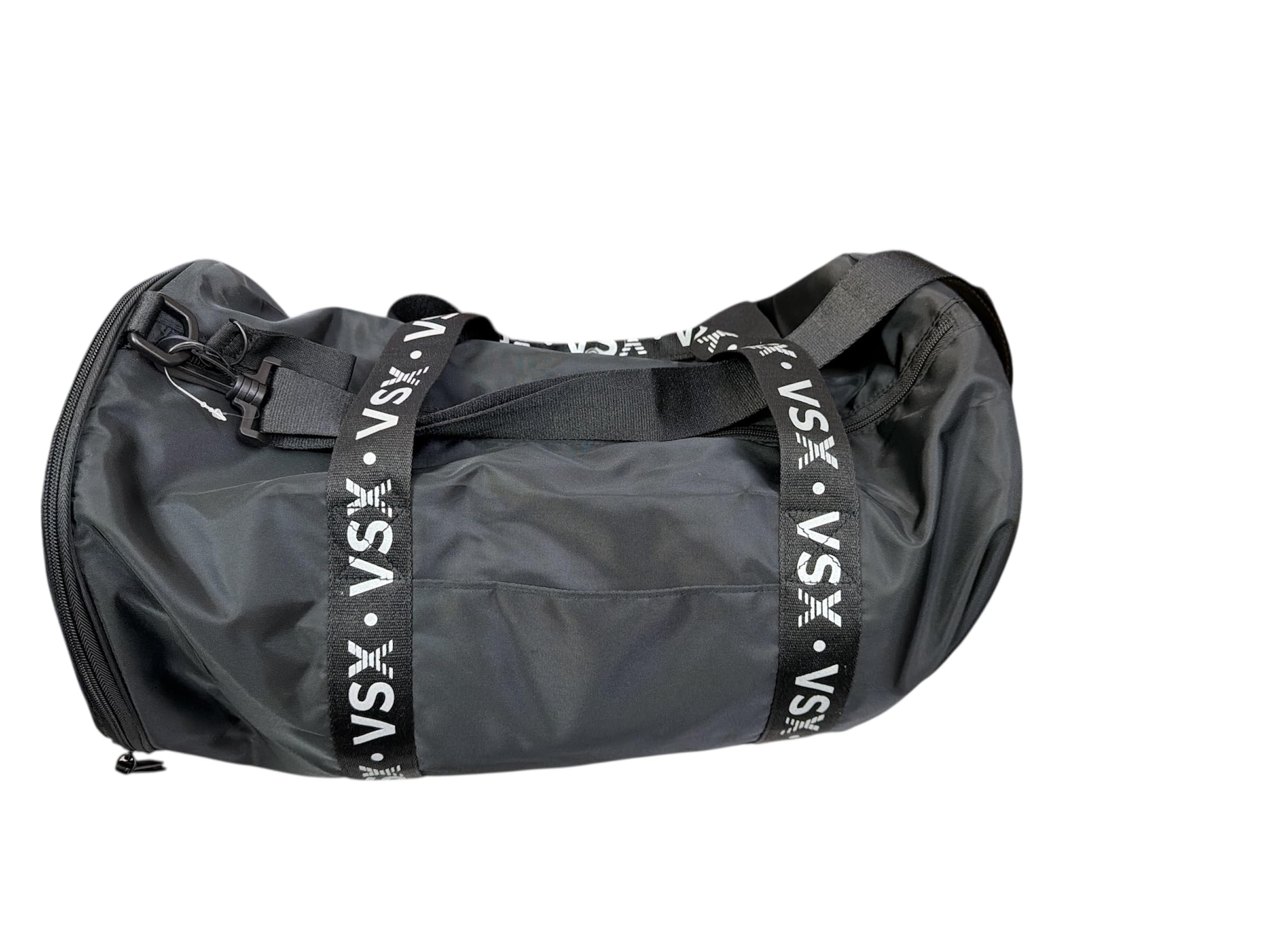 Victoria's Secret VSX Black Duffle Bag – Logo Straps, Zip Pockets, Gym Travel Sports Overnight Bag New