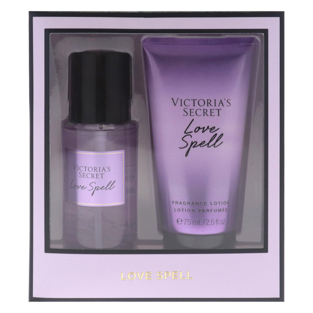 Love Spell Set by Victorias Secret for Women - 2 Pc Mini Gift Set 2.5oz Fragrance Mist, 2.5oz Fragrance Lotion