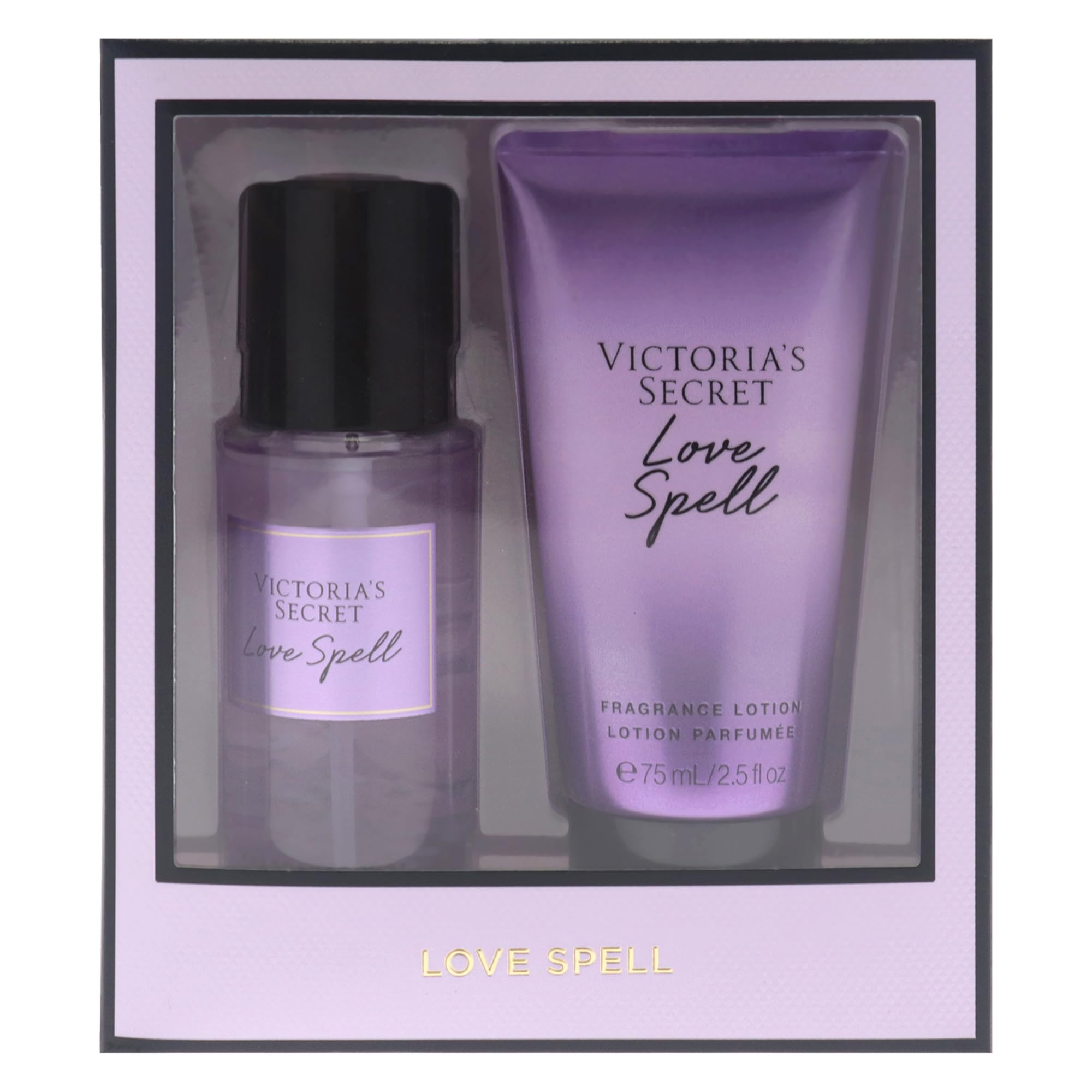 Love Spell Set by Victorias Secret for Women - 2 Pc Mini Gift Set 2.5oz Fragrance Mist, 2.5oz Fragrance Lotion