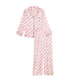 Victoria's Secret Satin Long Pajama Set, Silk Pajamas, PJ Set for Women, 2 Piece Lounge Set Silk PJs, Women's Sleepwear, Pink (XS)