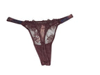 Victoria's Secret Lace Thong Rhinestone Shine Strap Mauve Purple M New