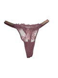 Victoria's Secret Lace Thong Rhinestone Shine Strap Mauve Purple M New