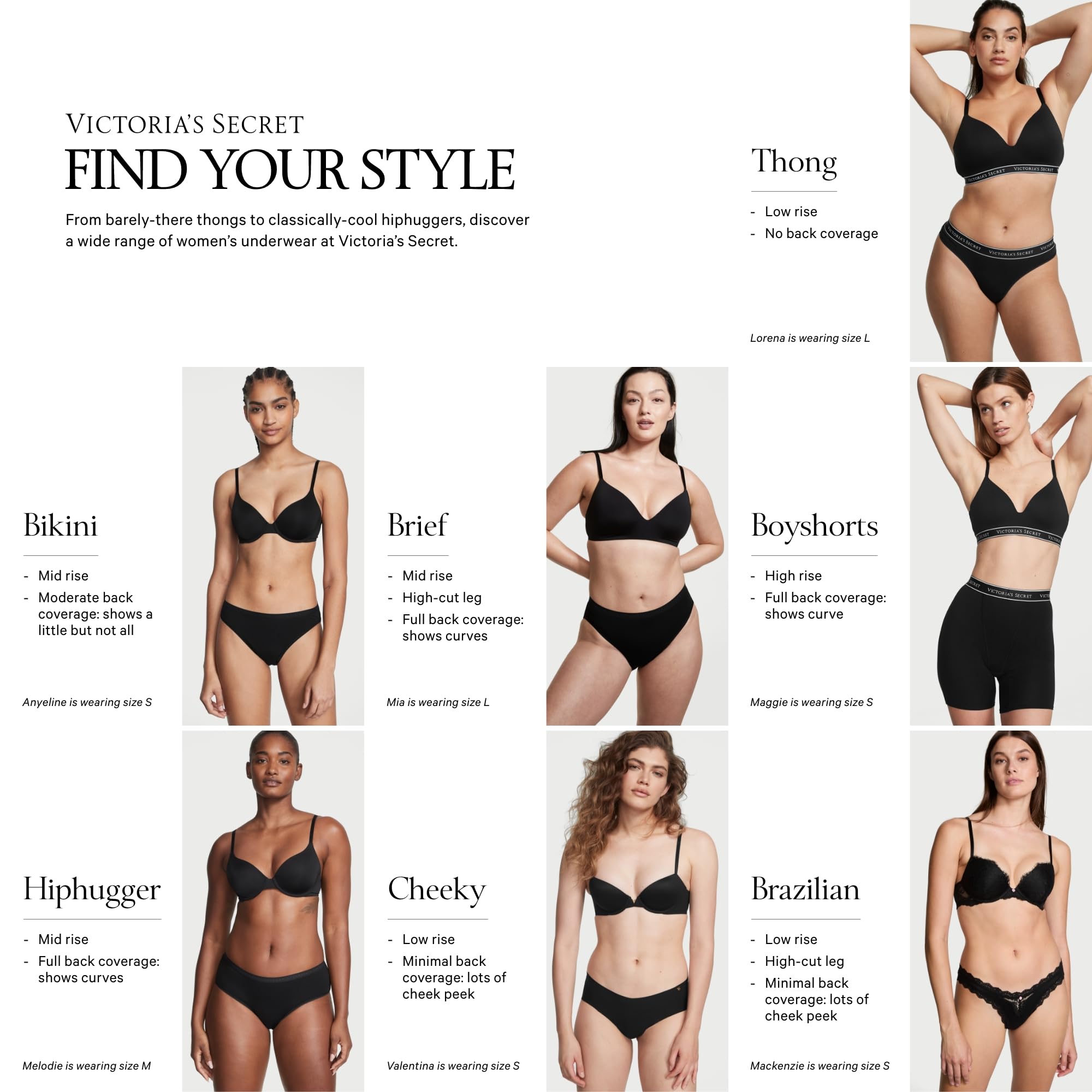 Victoria's Secret Smooth Brazilian Panty, Underwear for Women, Very Sexy Collection, Black (XL)
