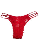 Victoria's Secret Brazilian Panty Red Lace Rhinestone Double Shine Strap Women’s Medium New