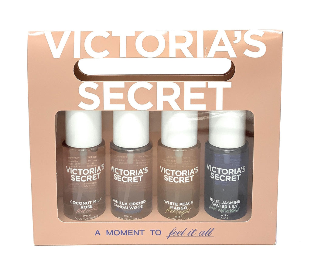 Victoria's Secret Best Of Hair & Body Mist, Set Include: Coconut Milk Rose, Vanilla Orchid Sandalwood, White Peach Mango, Blue Jasmine Water Lily 2.5 fl oz each