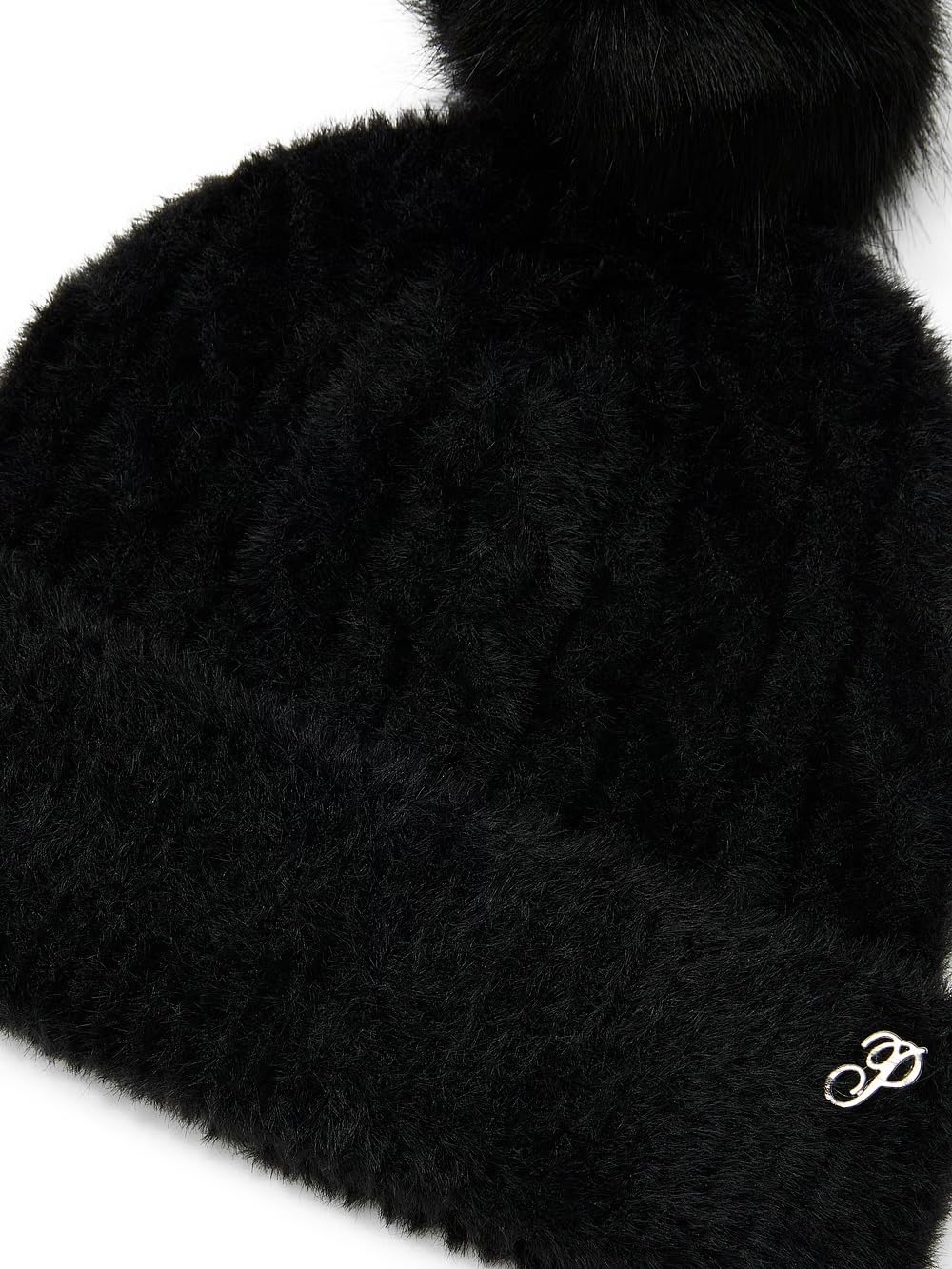 Victoria's Secret Pink Fuzzy Feels Pom Beanie Hat Black One Size New