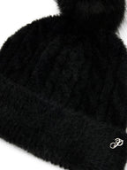 Victoria's Secret Pink Fuzzy Feels Pom Beanie Hat Black One Size New