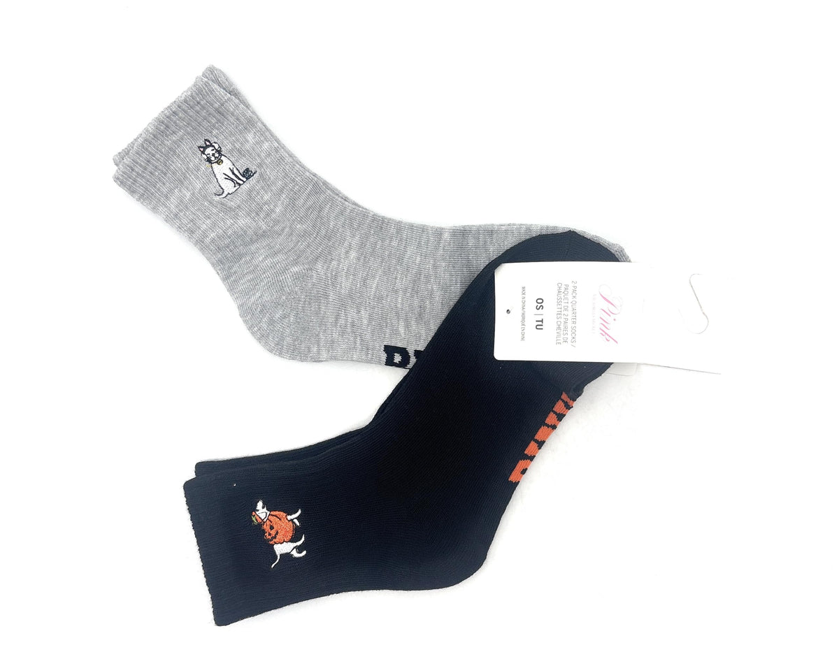 Victoria's Secret PINK 2-Pack Quarter Socks (Black/Gray)
