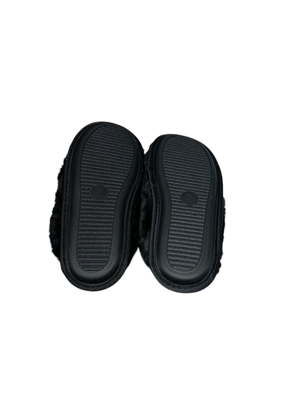 Victoria's Secret Luxe Plush Faux Fur Slippers Black Closed Toe New