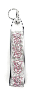 Victoria's Secret Keychain Bag Charm Glam Wristlet Strap (Silver/Pink VS)