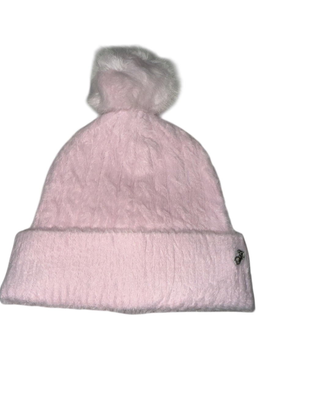 Victoria's Secret Pink Fuzzy Feels Pom Beanie Hat Pink One Size New