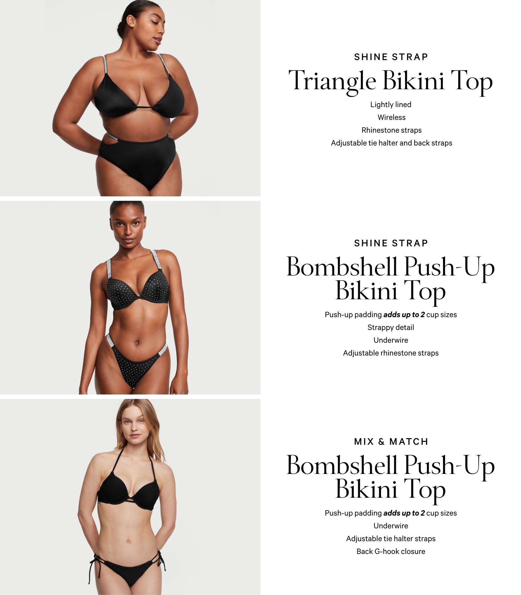 Victoria's Secret Women's Bride Shine Triangle Bikini Top, Swimwear for Women, White, L