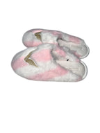 Victoria's Secret Luxe Plush Faux Fur Slippers Pink White Stripe New