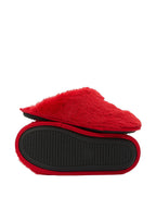 Victoria's Secret Luxe Plush Rhinestone Faux Fur Closed Toe Slippers Red Shine Soft Cozy House Shoes New