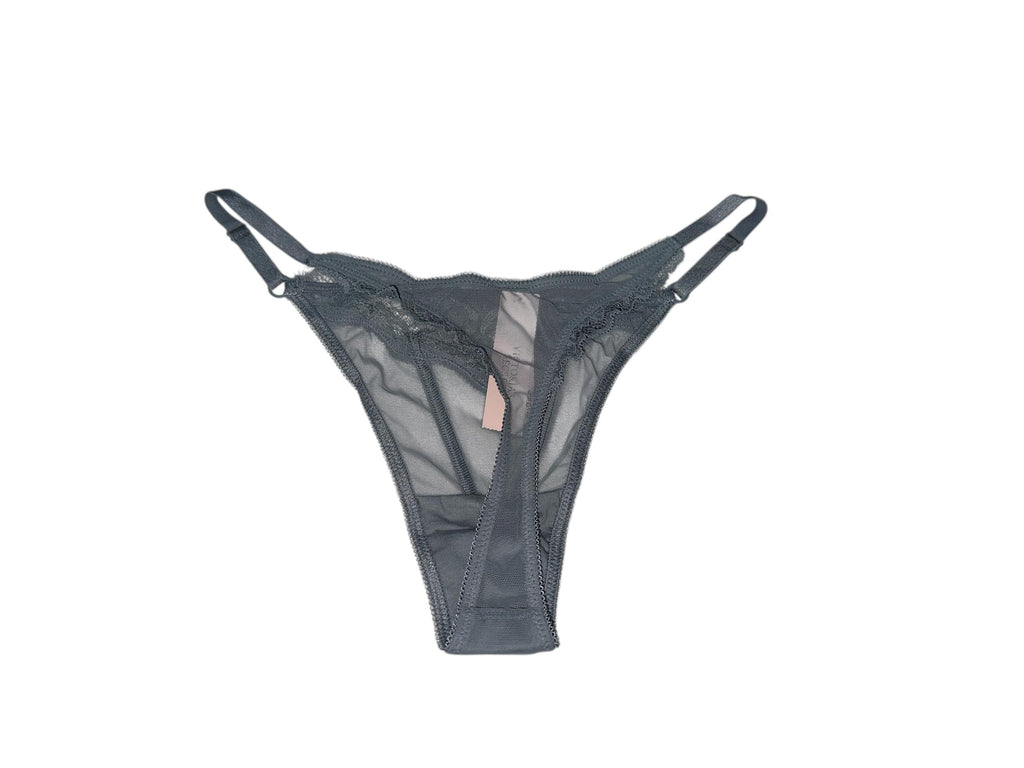 Victoria's Secret Rhinestone Sheer Shine Rose Adjustable String Thong Panty Color Gray New (US, Alpha, X-Large, Regular, Regular, Gray Shine)