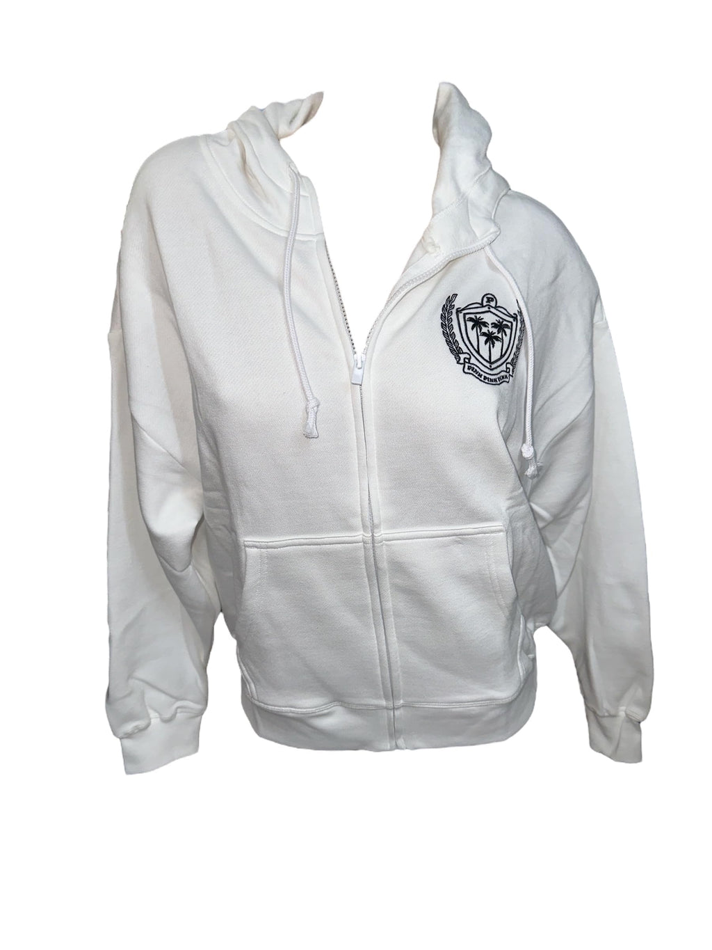 Victoria's Secret PINK Ivy Fleece Campus Full Zip Hoodie White New