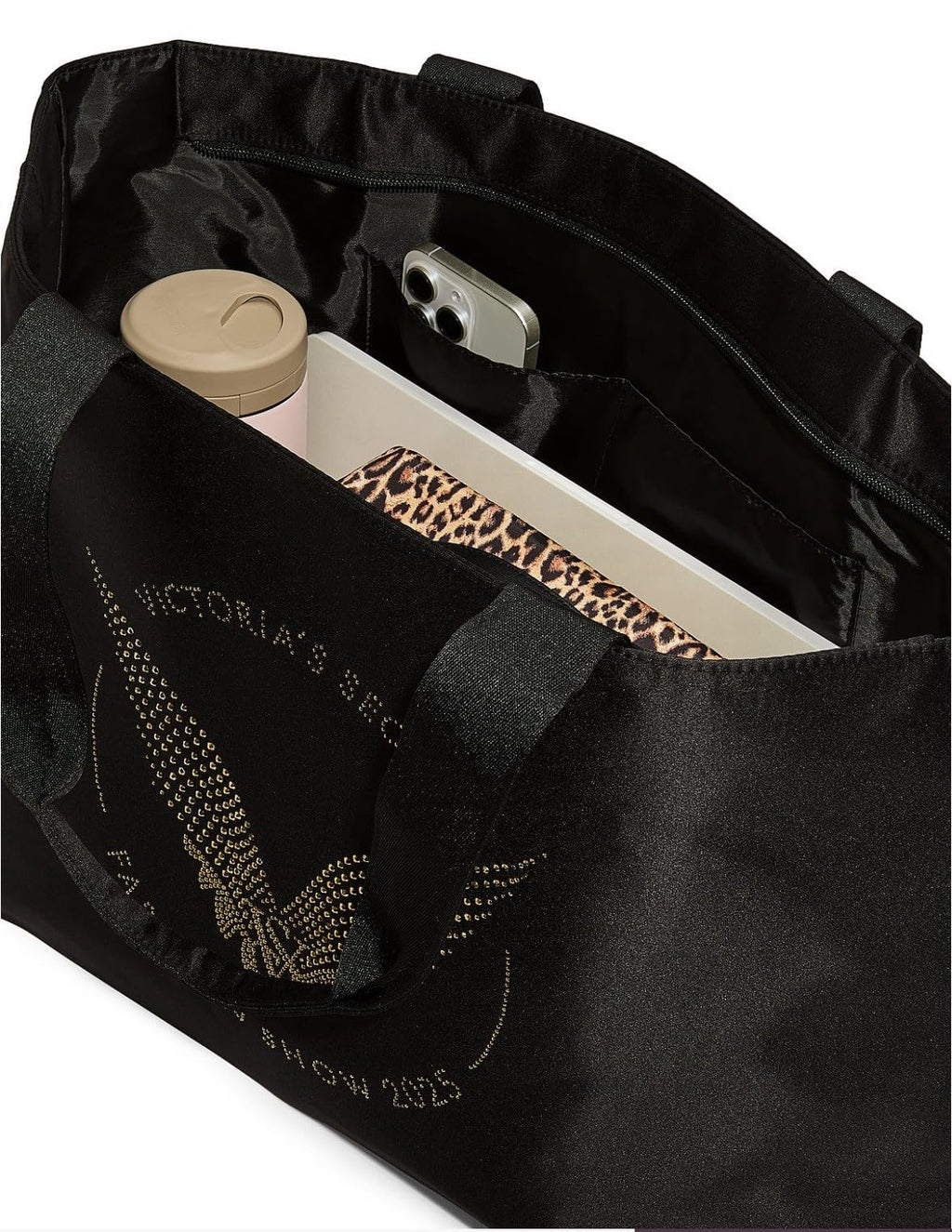 Victoria's Secret Rhinestone Fashion Show Tote Bag Color Black/Gold New