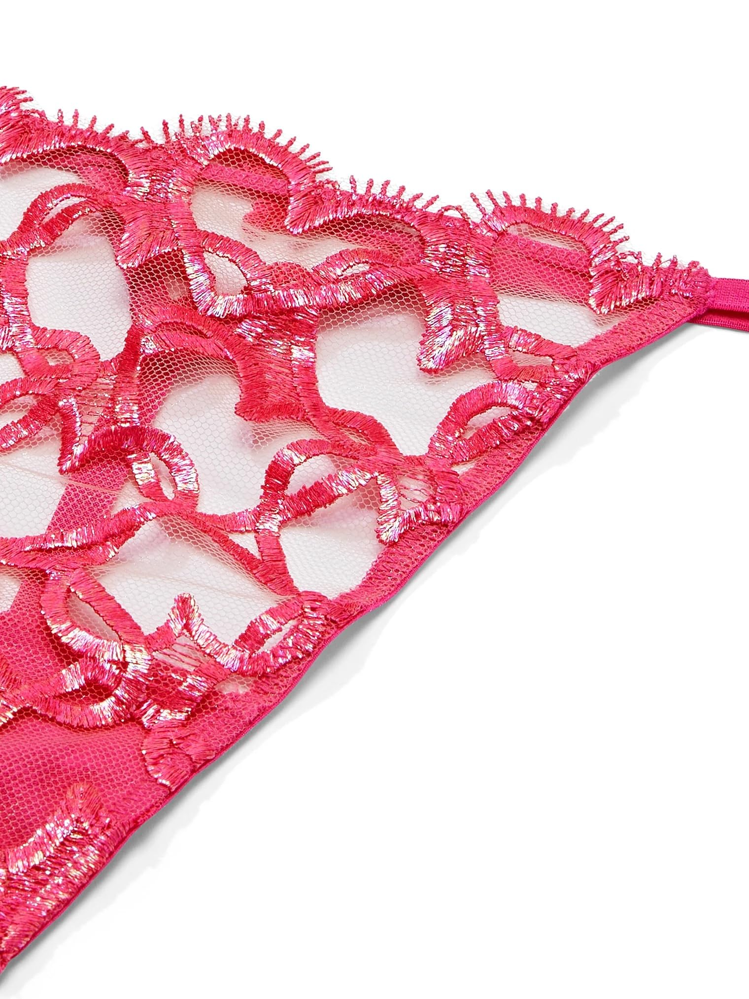 Victoria's Secret Dream Angels Heart Embroidery V-String Panty Pink New