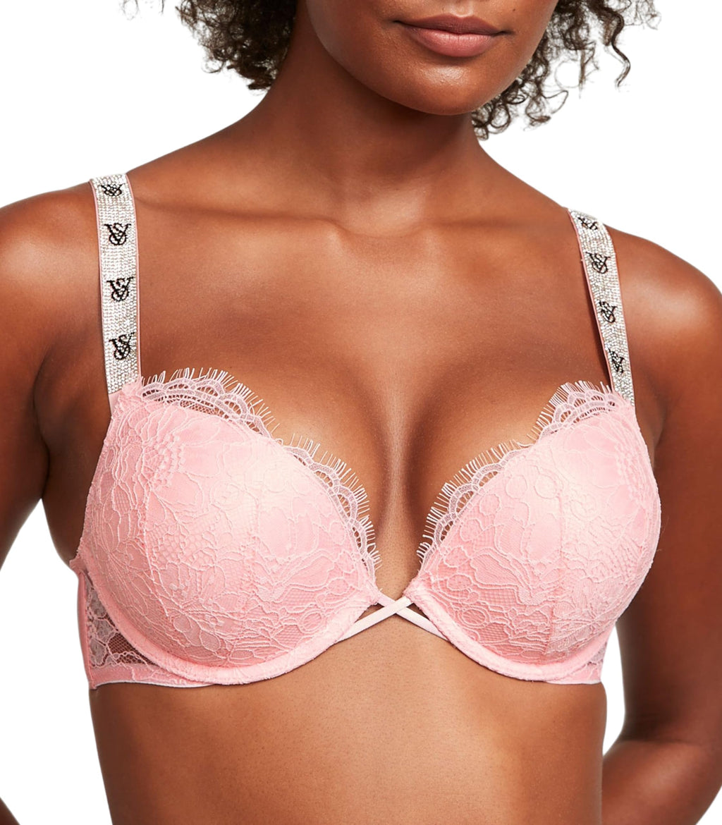 Victoria's Secret Very Sexy Bombshell Push Up Bra, Adds 2 Cups, Shine Strap, Bras for Women, Pretty Blossom, 32B